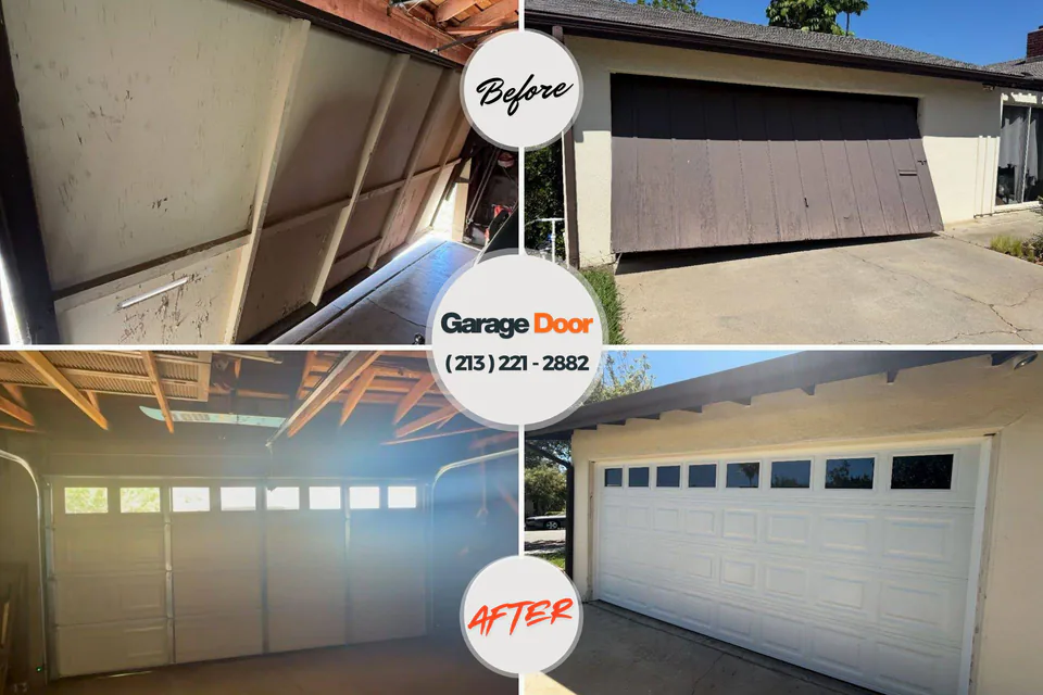 Before and after: garage door repair San Augustine, TX